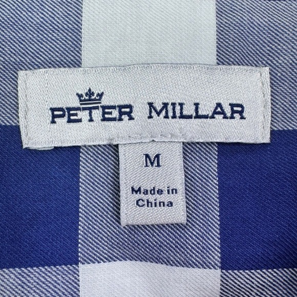 Peter Millar Mens Gingham Button Down Shirt Blue White Size Medium - Picture 5 of 9